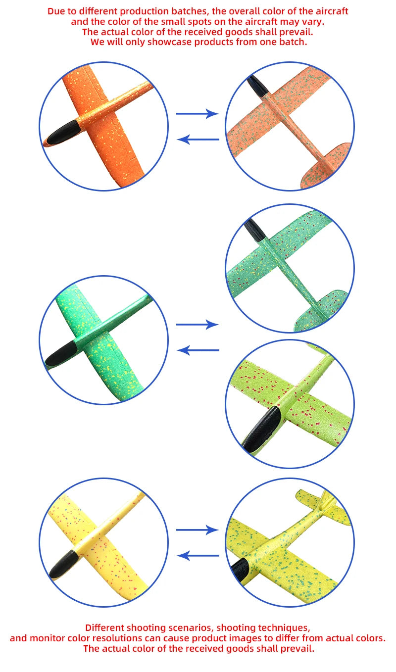 33/50CM Big Flash Glider Foam Plane Hand Throw Light Inertial AirPlane Outdoor Launch Fun of Kids Toys for Children Boys Gift