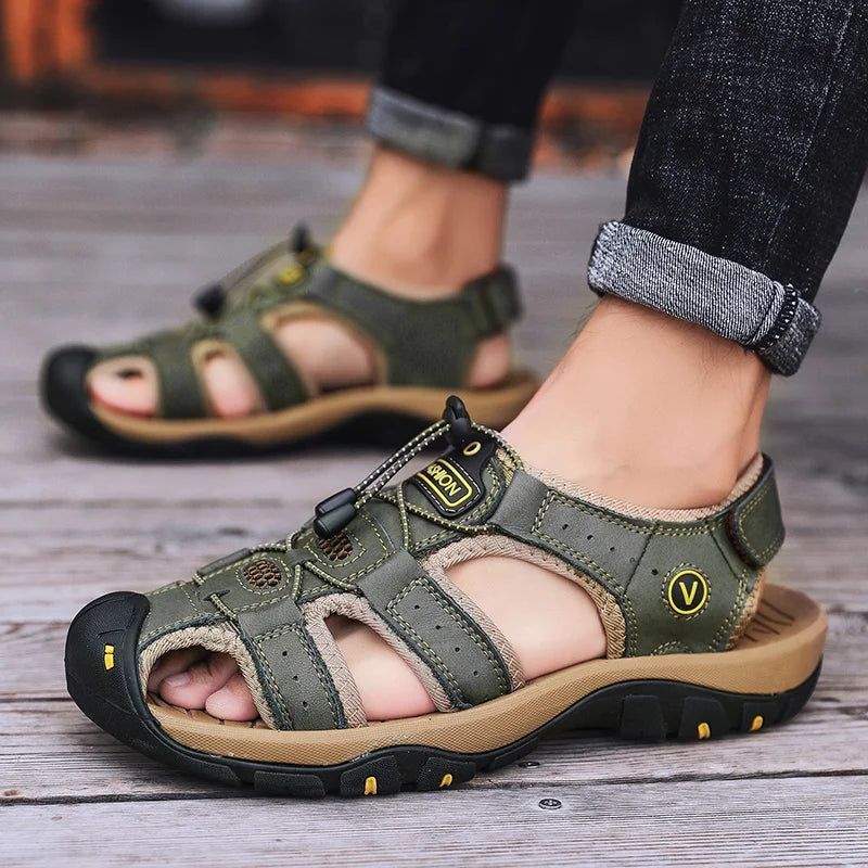 Men’s Breathable Roman Sandals – Casual Outdoor Slip-On Beach Shoes