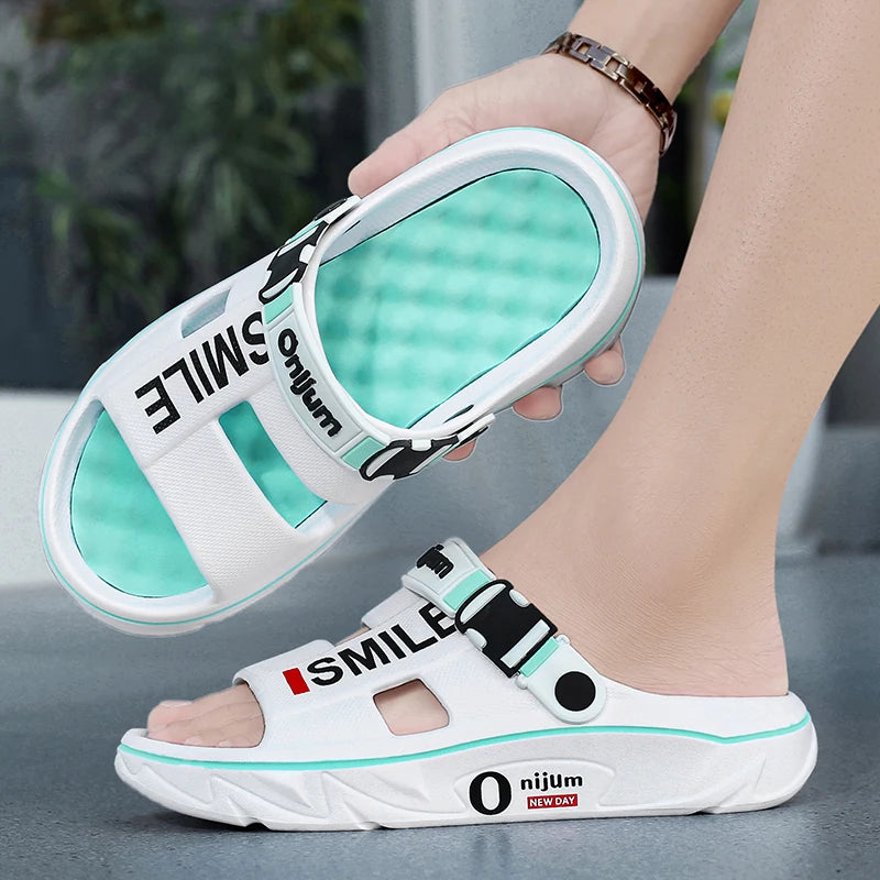 2025 New Men's Massage Slippers Indoor Outdoor Sandals Beach Comfortable Soft Slides Clogs Casual Shoes Men Women Home Slippers