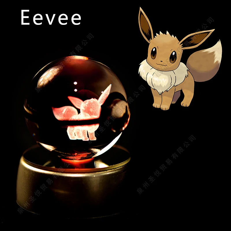 3D Pokémon Crystal Ball Lamp – Pikachu, Gengar & Mewtwo Night Light