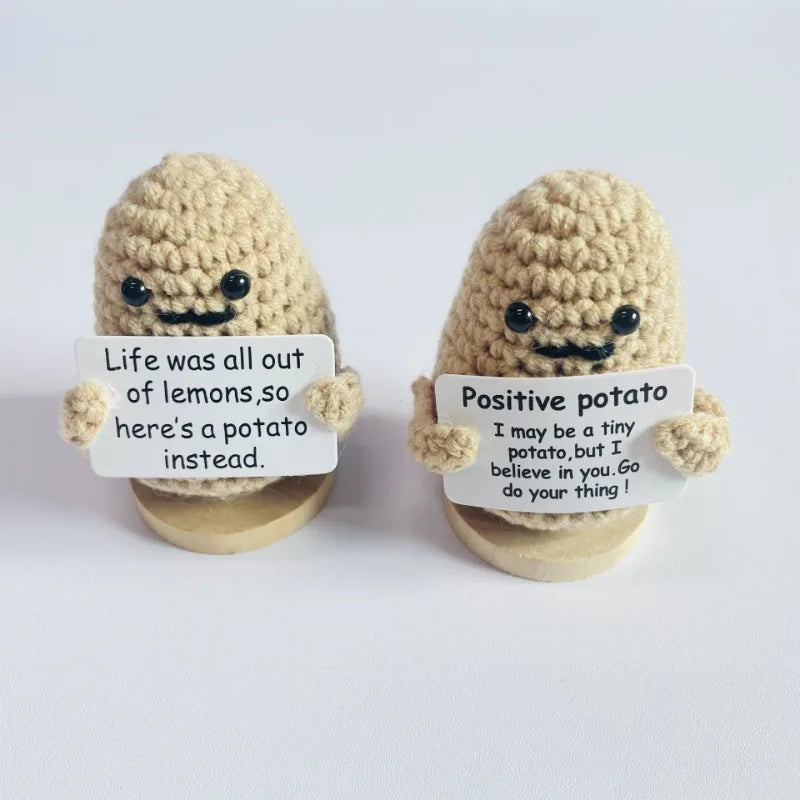 Positive Energy Potato Hug Plush – Mini Handmade Wool Doll