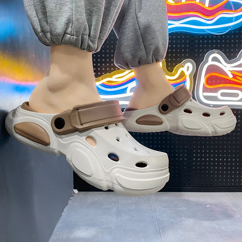 Summer Men's Thick-Soled Non-Slip Breathable Toe-Cap Sandals Casual Beach Slippers