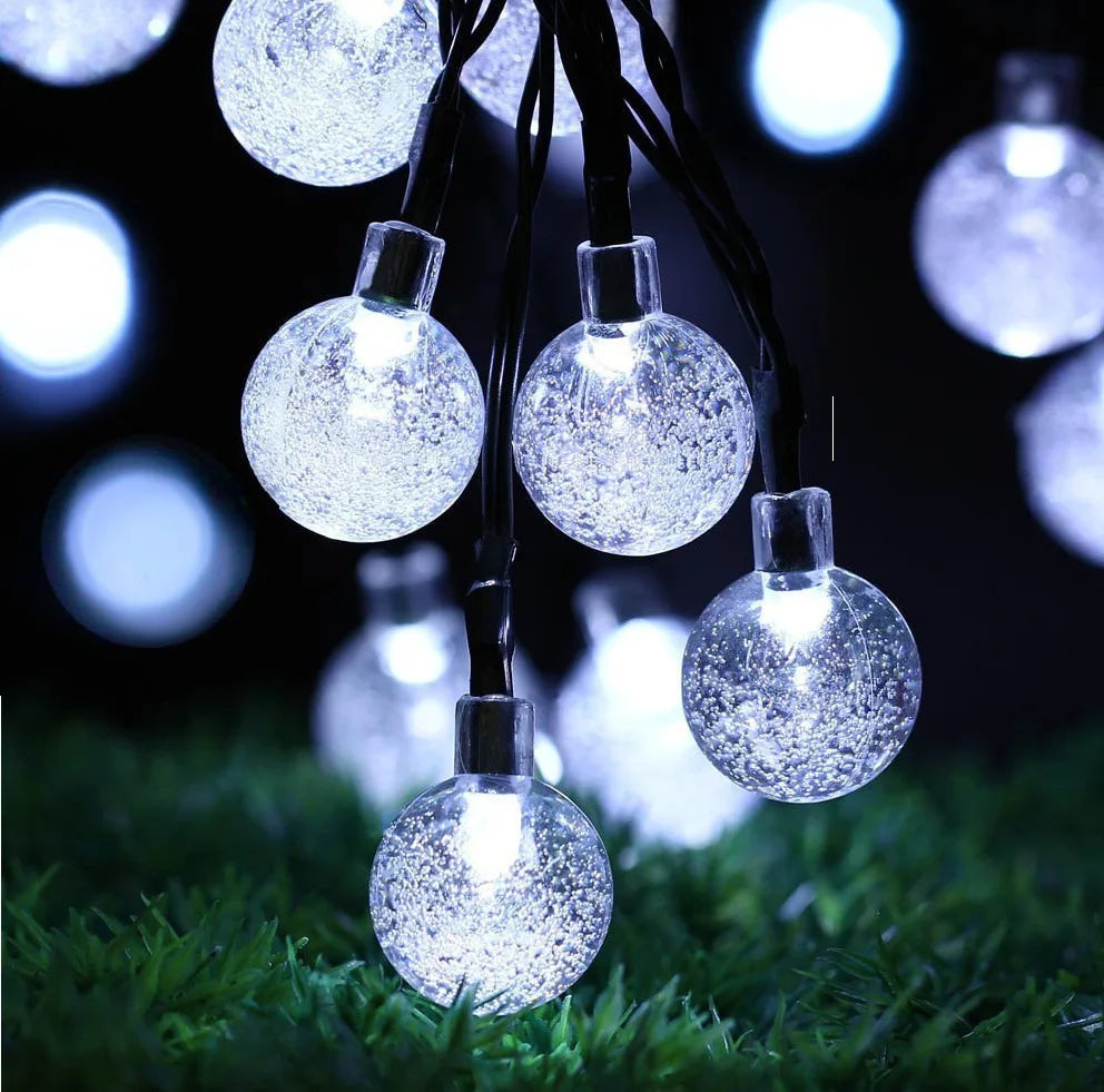 Solar Bubble Ball String Lights – Waterproof Outdoor Christmas Lamp