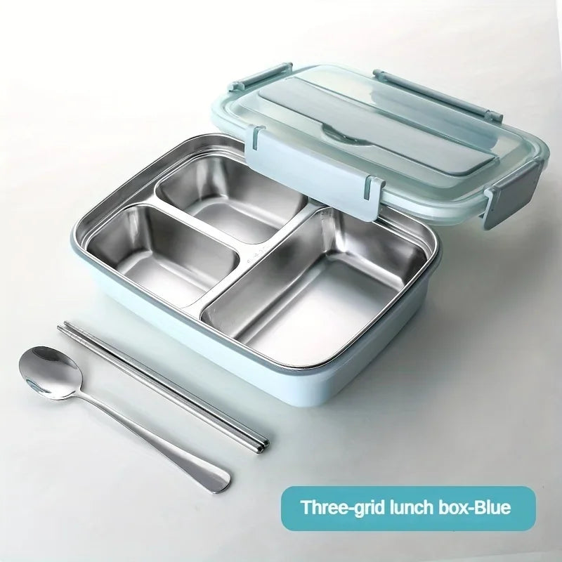Stainless Steel Leak-Proof Lunch Box – 3/4 Compartment Bento for School & Office