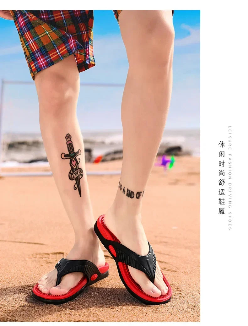 Men Massage Flip Flops EVA Slippers Summer Breathable Beach Shoes Sandals Men Flip Flops Breathable Plus Big Size Men Slipper 46