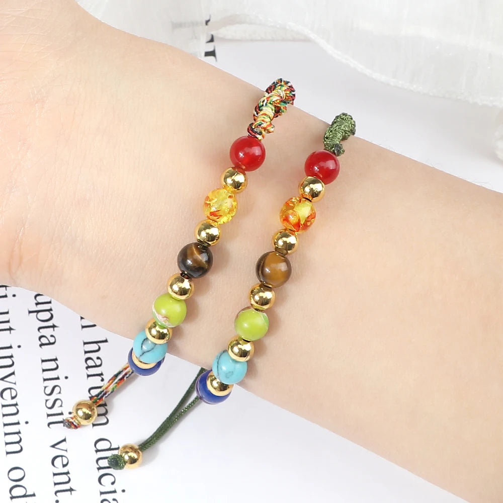 Reiki 7 Chakra Bracelet – Natural Stone Yoga Healing Jewelry