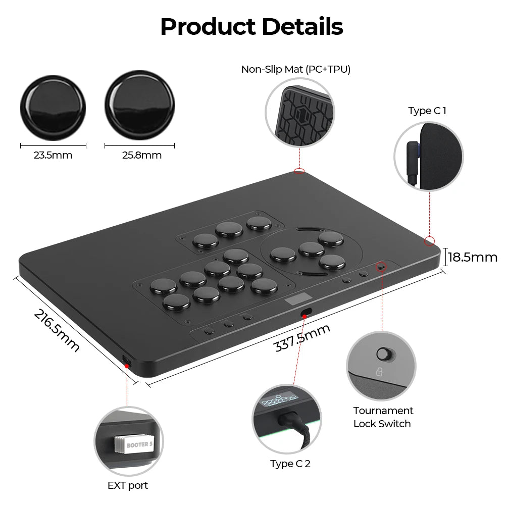 Haute42 HautePad X Leverless Fightstick – RGB Hitbox Controller