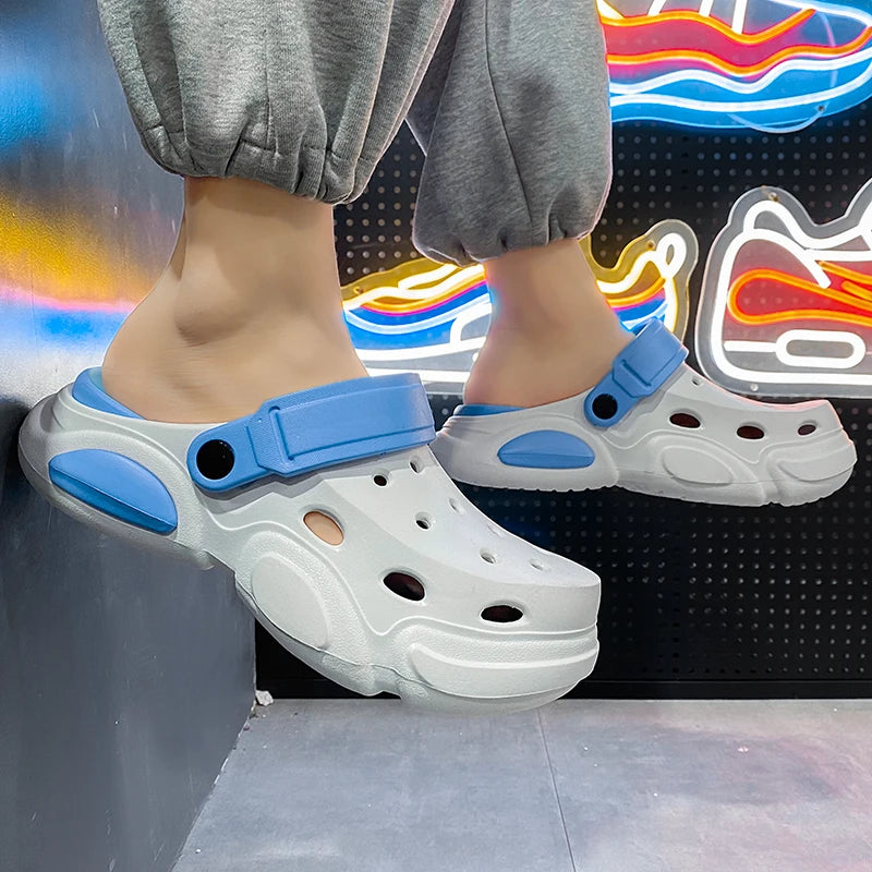 Summer Men's Thick-Soled Non-Slip Breathable Toe-Cap Sandals Casual Beach Slippers