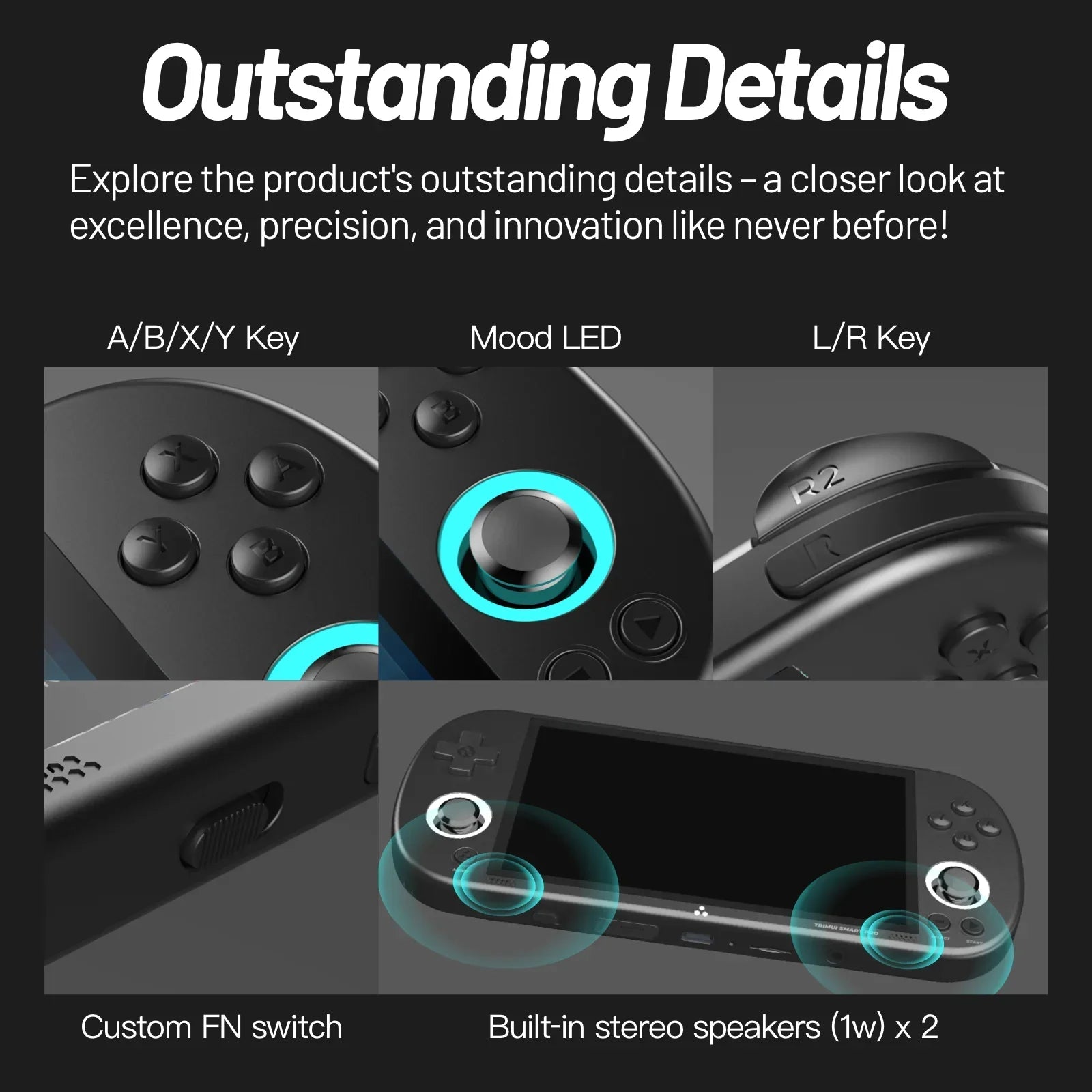 Trimui Smart Pro Handheld Console – 4.96" IPS, RGB Lighting