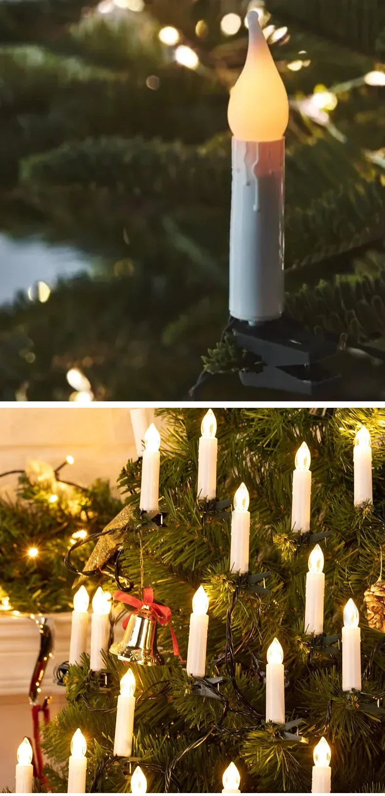 Flameless Taper Candle String Lights – 10/20 LED Christmas Decor