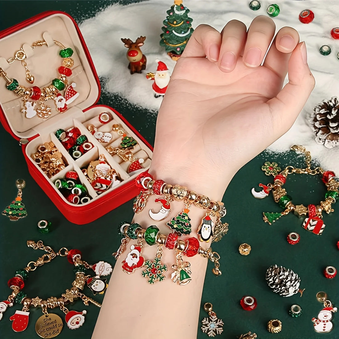 Christmas Charm Bracelet Making Kit – DIY Jewelry Gift Set