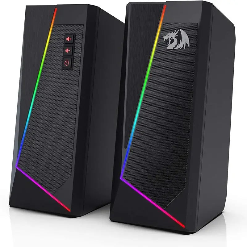 Redragon GS520 RGB Desktop Speakers, 2.0 Channel PC Stereo Speaker with 6 Colorful LED Modes, Enhanced Sound, White/Pink