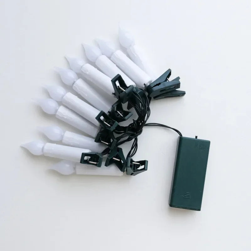 Flameless Taper Candle String Lights – 10/20 LED Christmas Decor