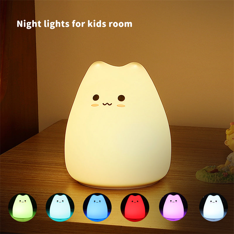 Mini Cat Night Lamp – 7-Color Touch LED Bedside Light