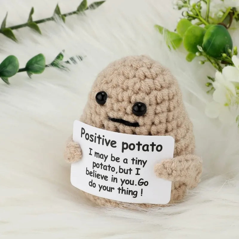 Positive Energy Potato Hug Plush – Mini Handmade Wool Doll