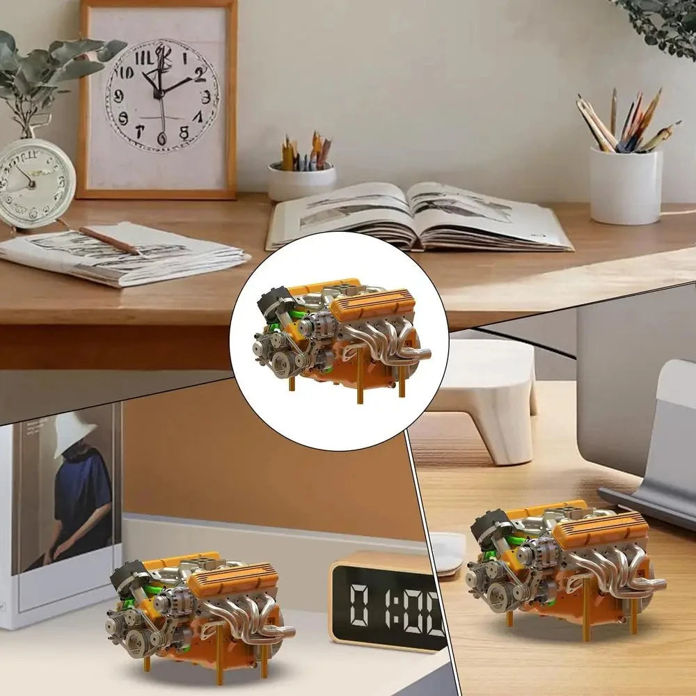 Home Decor V8 Engine Model Gasoline Gasoline Small-Block Engine Model Kits Model Engine Figurine Sculpture Craft For Desk Booksh