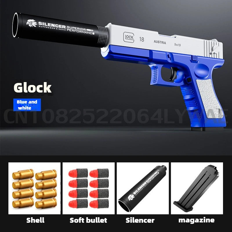 Soft Bullet Toy Gun for 6+ Kids Outdoor Combat Weapon Eat Chicken Toys with Silencer Foam Ejection Toy Gun Toy For Boys Girls
