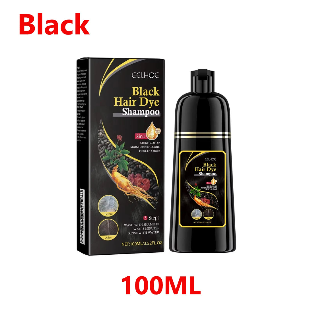 500ml Natural Herbal Hair Dye Shampoo 3 in 1 Change Hair Color Gray Hair to Dark Brown Black Deep Nourishing Fashion Hair Care