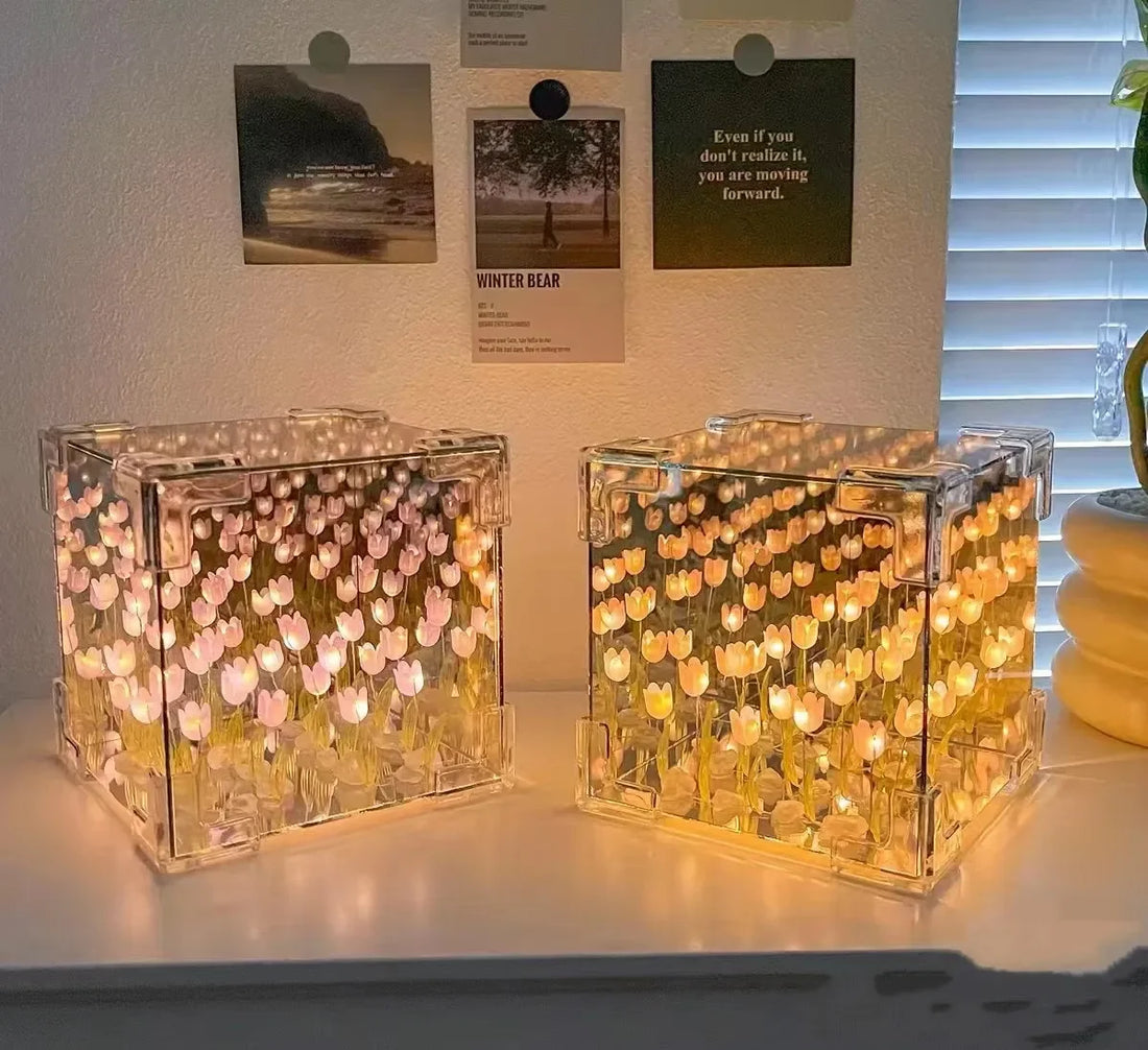 DIY Tulip Flower Cube Night Light Kit – 3D Craft Gift for Couples & Friends