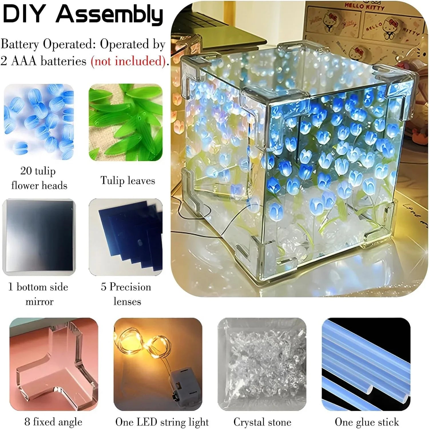 DIY Tulip Flower Cube Night Light Kit – 3D Craft Gift for Couples & Friends