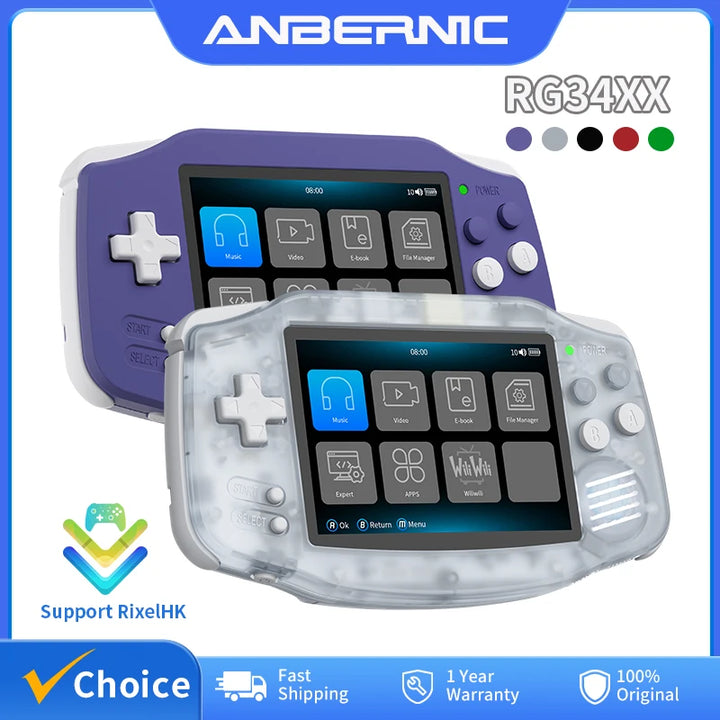 ANBERNIC RG34XX Retro Handheld – 3.4" IPS, WiFi & Bluetooth