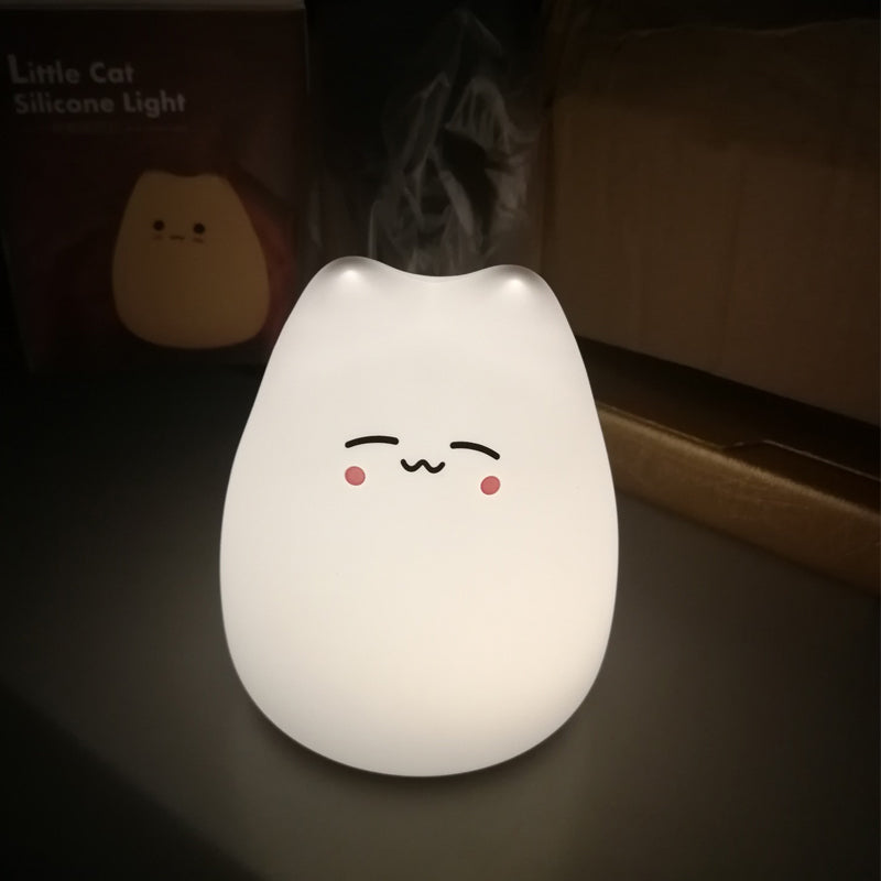 Mini Cat Night Lamp – 7-Color Touch LED Bedside Light