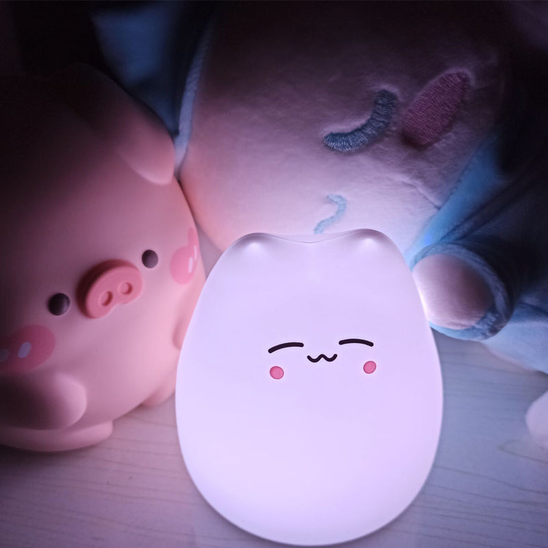 Mini Cat Night Lamp – 7-Color Touch LED Bedside Light