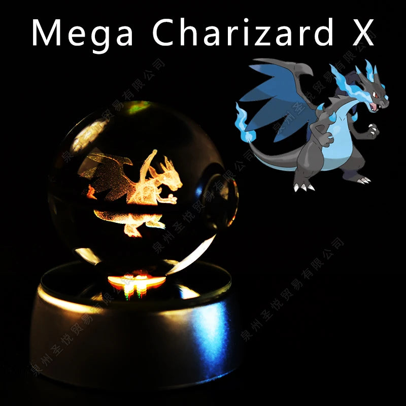 3D Pokémon Crystal Ball Lamp – Pikachu, Gengar & Mewtwo Night Light