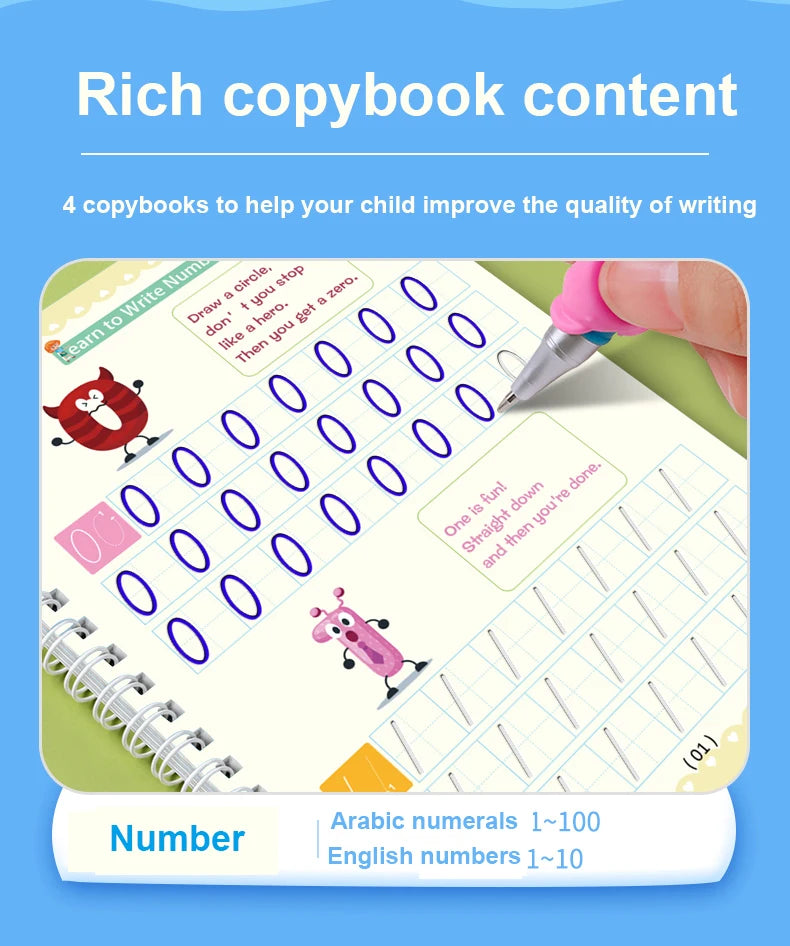 English Writing Practice Copybook – Groove Magic Calligraphy Book
