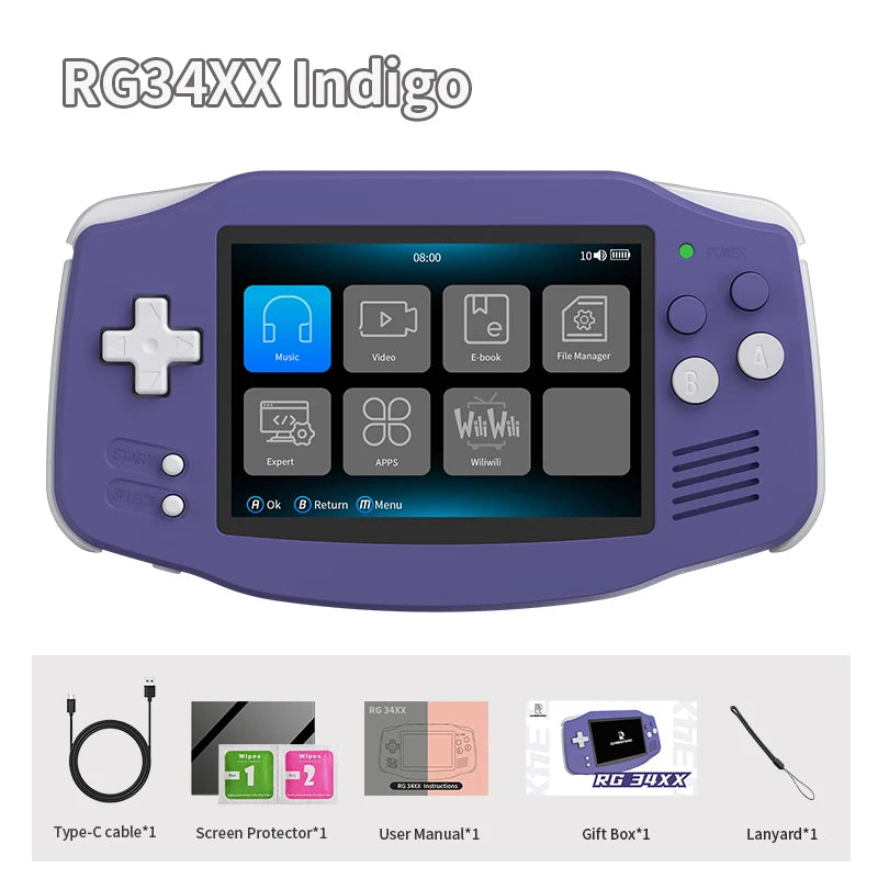 ANBERNIC RG34XX Retro Handheld – 3.4" IPS, WiFi & Bluetooth