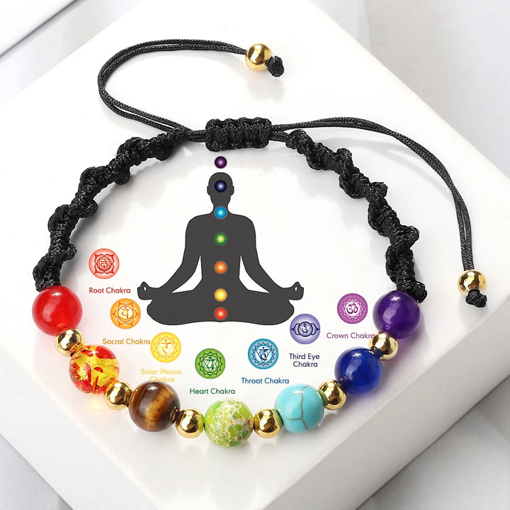 Reiki 7 Chakra Bracelet – Natural Stone Yoga Healing Jewelry