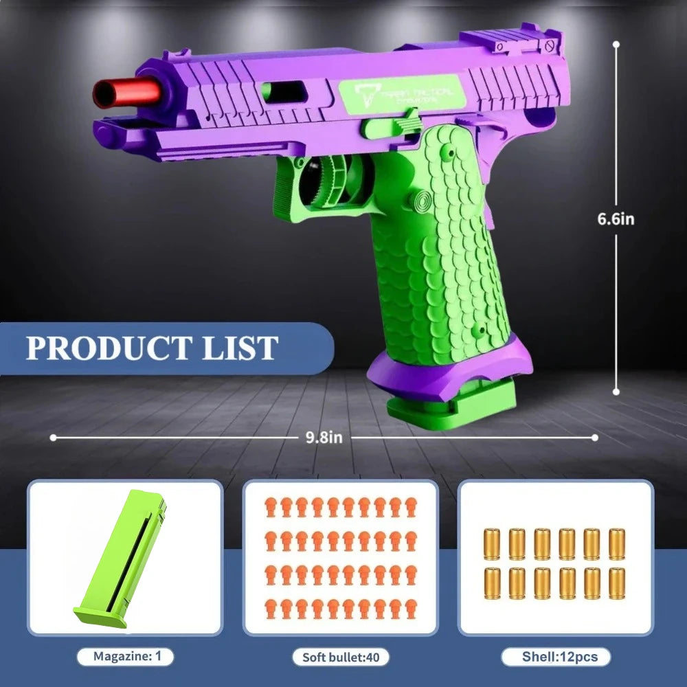 2011/M92 Tactical Shell Ejceting Toy Gun Continuous Firing EVA Soft Bullet Outdoor CS Shooting Pistol Children's Birthday Gift
