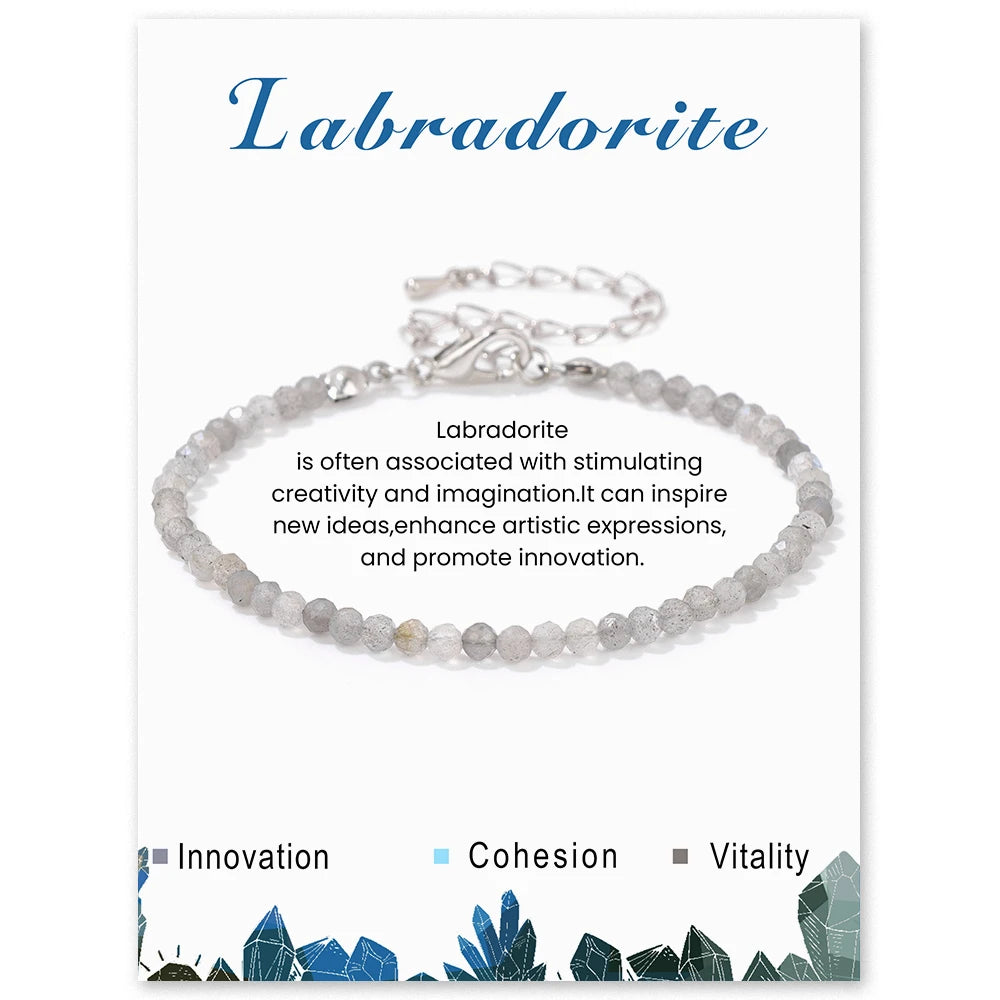 3mm Natural Faceted Stone Bracelet – Amethyst & Quartz Reiki Jewelry