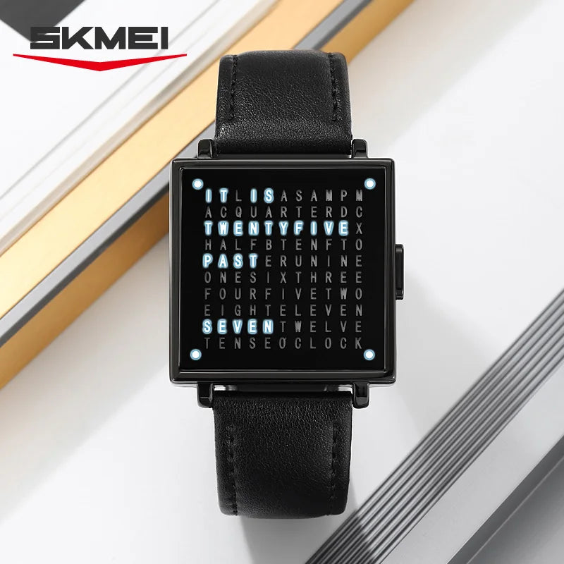SKMEI 2388 Fashion Electronic Watch Luxury Led Light Digital Wristwatch For Man Date Display Life Waterproof Leather Strap Clock