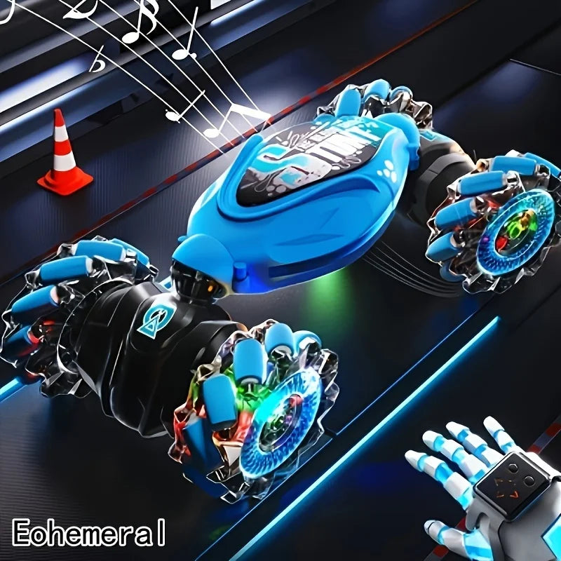 4WD RC Drift Car With Music Led Lights 2.4G Gesture Radio Remote Control Spray Stunt Car 360° Rotating Climbing Car Toys Gift