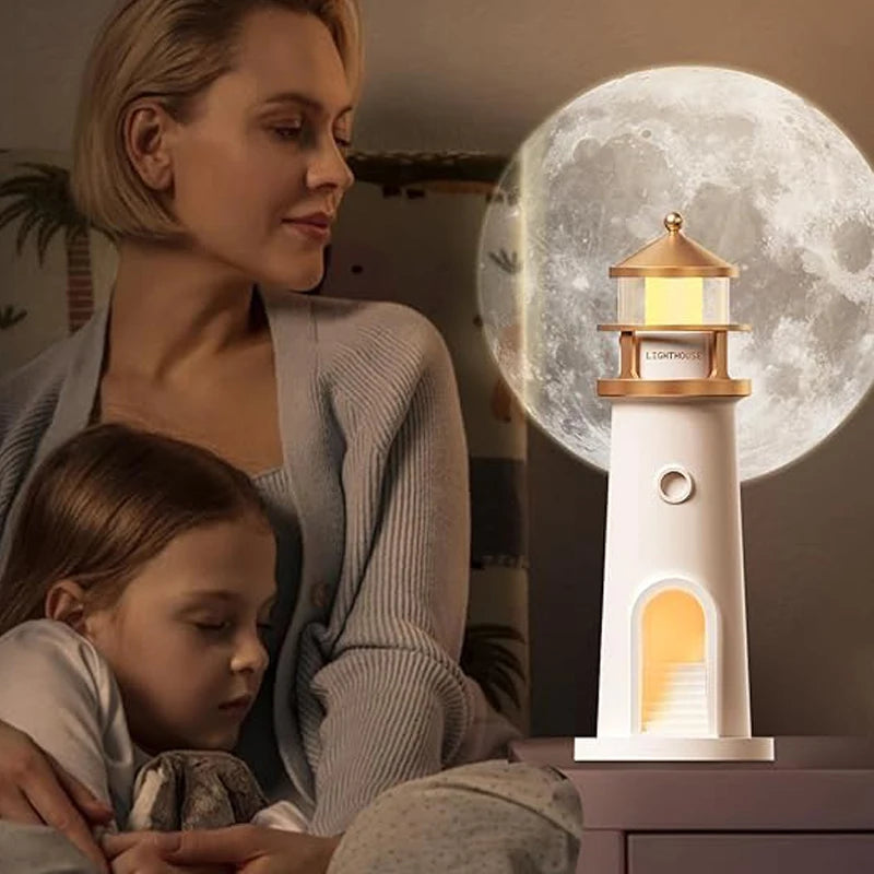 Moon Lamp Projection Lighthouse – Bluetooth Night Light with Remote