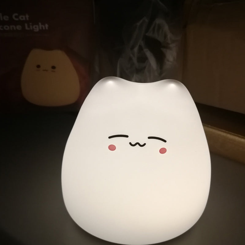 Mini Cat Night Lamp – 7-Color Touch LED Bedside Light