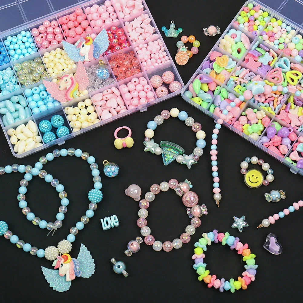 500PCS DIY Beaded Jewelry Kit – Spacer Beads Craft Set for Girls