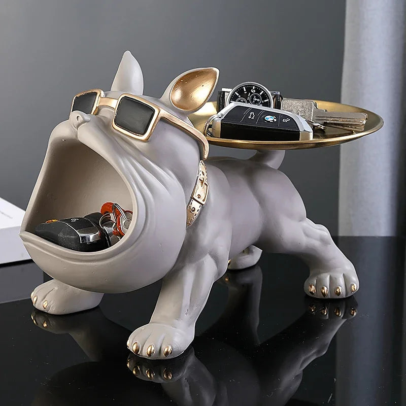 30cm Bulldog Figurine – Resin Dog Sculpture & Storage Box