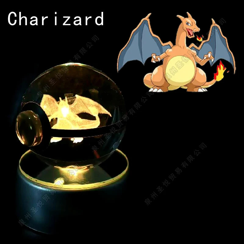3D Pokémon Crystal Ball Lamp – Pikachu, Gengar & Mewtwo Night Light