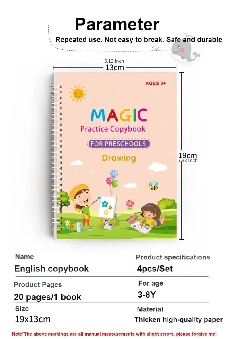 English Writing Practice Copybook – Groove Magic Calligraphy Book