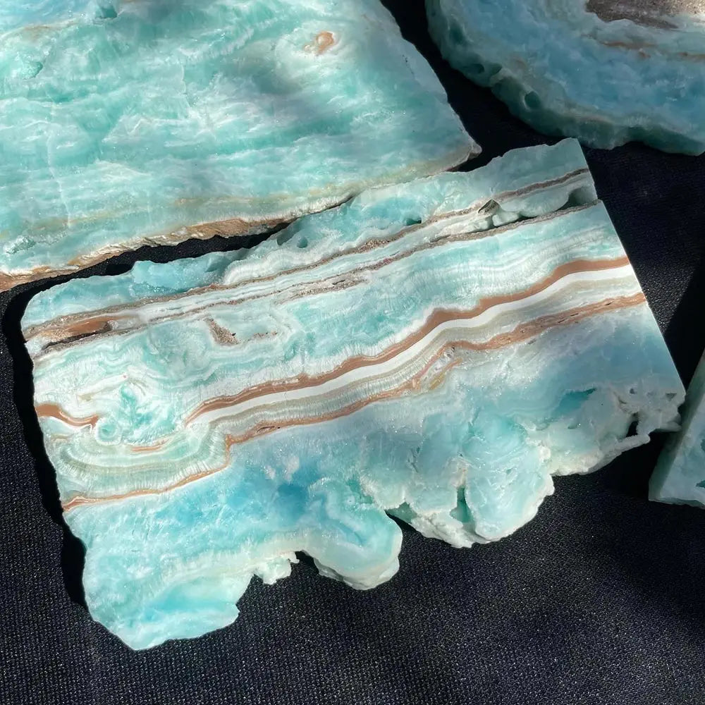 Natural Blue Hemimorphite Crystal Slice – Polished Healing Stone Slab for Home & Energy Decor