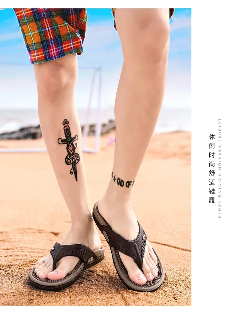 Men Massage Flip Flops EVA Slippers Summer Breathable Beach Shoes Sandals Men Flip Flops Breathable Plus Big Size Men Slipper 46