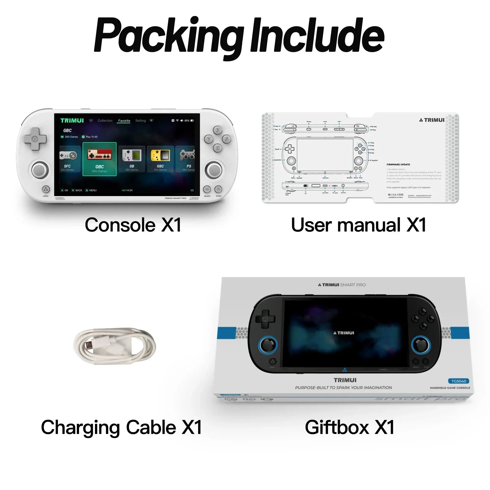 Trimui Smart Pro Handheld Console – 4.96" IPS, RGB Lighting