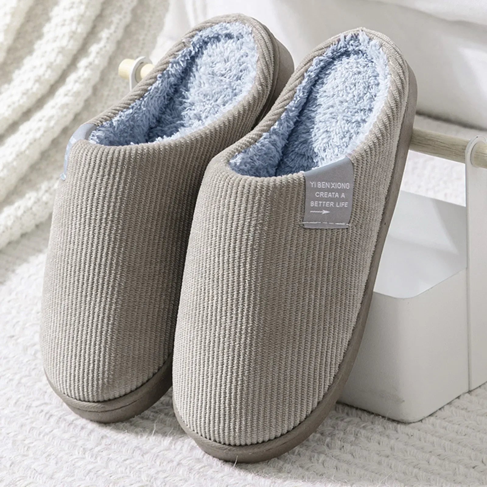 NEW Women's Men's Casual Thick Soft Bottom Home Slippers Household Plush Slippers Anti-slip Thermal Slippers Indoor Winter Flats