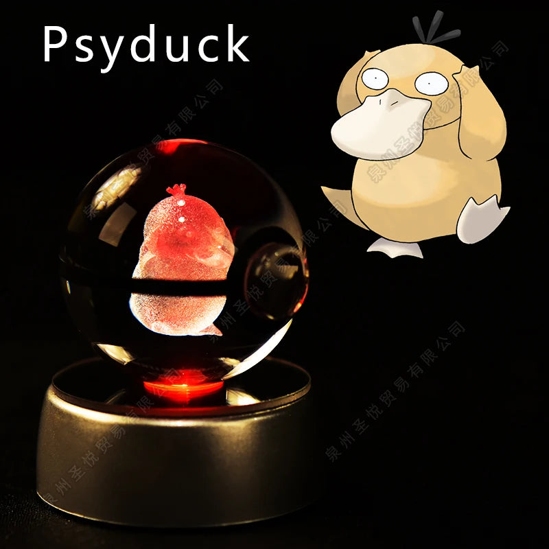 3D Pokémon Crystal Ball Lamp – Pikachu, Gengar & Mewtwo Night Light