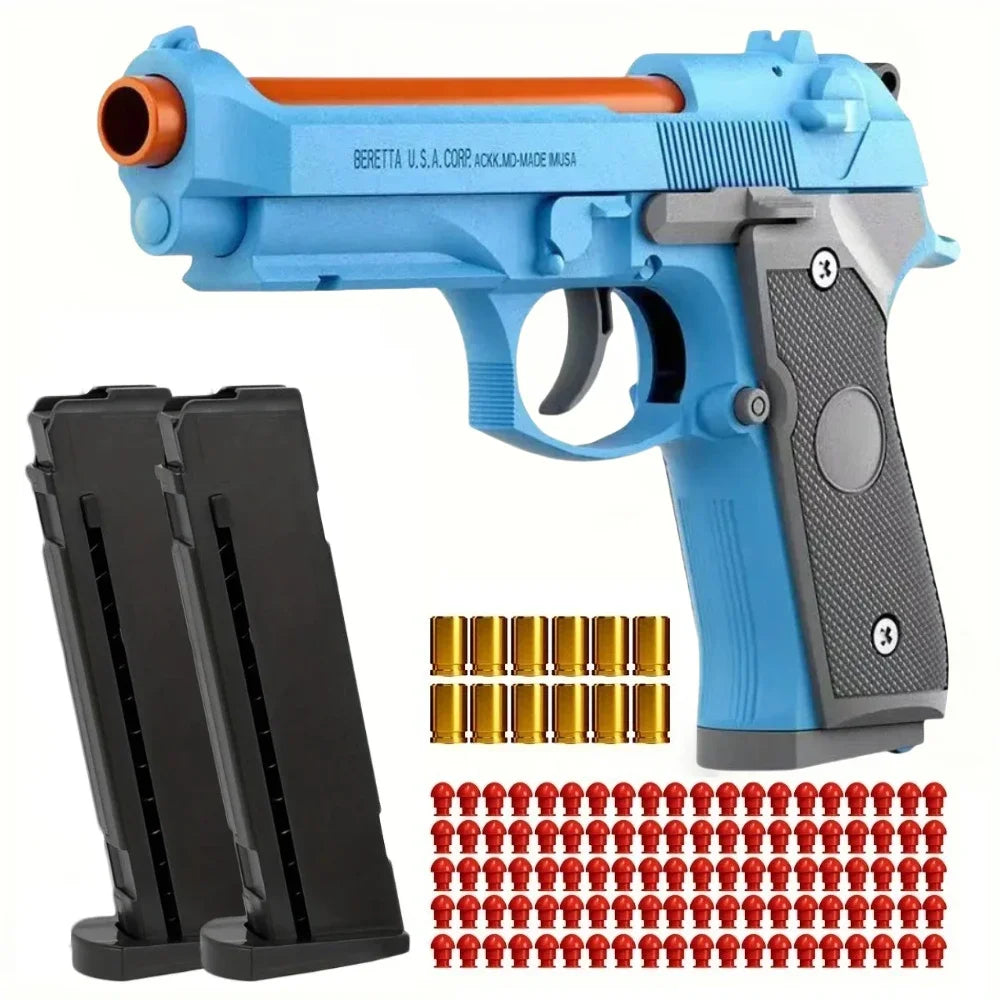 2011/M92 Tactical Shell Ejceting Toy Gun Continuous Firing EVA Soft Bullet Outdoor CS Shooting Pistol Children's Birthday Gift