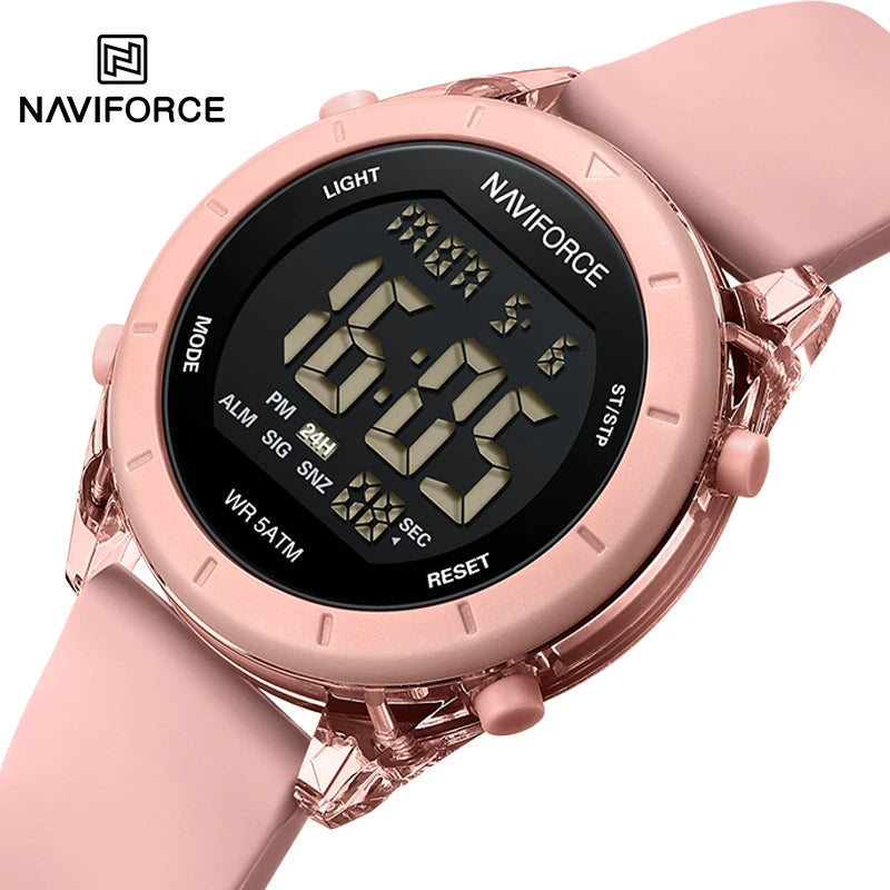 NAVIFORCE Comfortable Silicone Woman watch Waterproof LCD Display Clock Ladies Fashion Sport Electronic Wristwatches Reloj Mujer