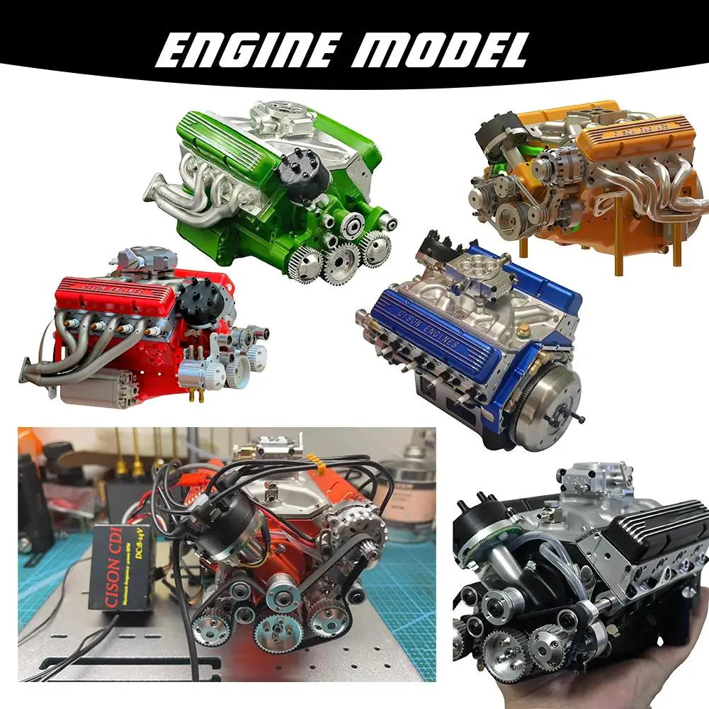 Home Decor V8 Engine Model Gasoline Gasoline Small-Block Engine Model Kits Model Engine Figurine Sculpture Craft For Desk Booksh