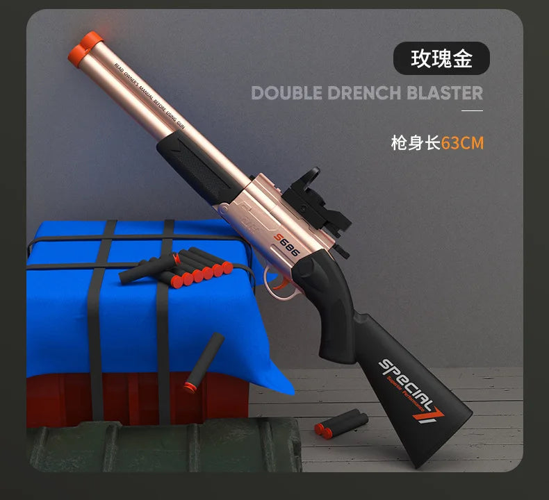 S686 Double-Barrel Airsoft Launcher – Dual Soft-Bullet Toy Rifle